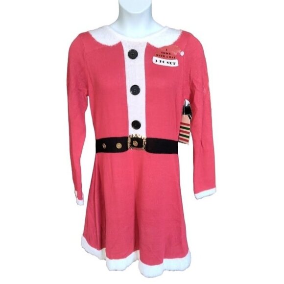 Allison Brittney Plus Size 1X Santa Red Knit Sweater Dress Christmas Holiday - Picture 2 of 10